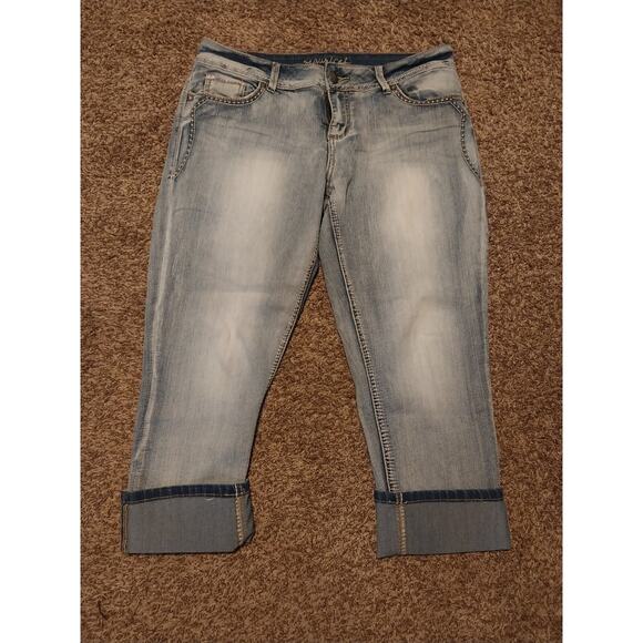 Maurice's Size 11/12 Straight Jean Capris Stretch Cotton Sparkle Pockets - Picture 1 of 4